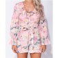 Short womens jumpsuit summer playsuit with flowers pink UK 10 (S)