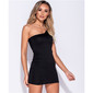 Sexy One-Shoulder Bodycon Minikleid Rippstrick Schwarz