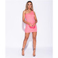 Sexy One-Shoulder Bodycon Minikleid Rippstrick Neon Pink