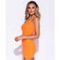 Sexy one-shoulder minidress rib-knitted bodycon fit neon orange