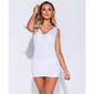 Sexy sleeveless minidress rib-knitted bodycon fit white