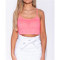 Bauchfreies Damen Spaghettiträger-Top Rippstrick Neon Pink