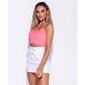 Bauchfreies Damen Spaghettiträger-Top Rippstrick Neon Pink