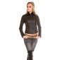 Damen Biker-Jacke aus Lederimitat mit Kunstfell Schwarz