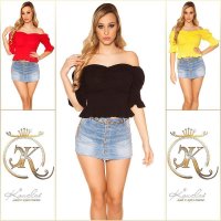 Sexy womens off-shoulder shirt Latina style short-sleeved black