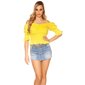 Sexy womens off-shoulder shirt Latina style short-sleeved yellow