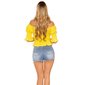 Sexy Damen Off-Shoulder Shirt Kurzarm Latina-Style Gelb
