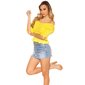 Sexy Damen Off-Shoulder Shirt Kurzarm Latina-Style Gelb