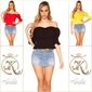Sexy womens off-shoulder shirt Latina style short-sleeved yellow