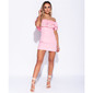 Bodycon minidress with flounce top in Carmen style pink