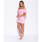 Bodycon minidress with flounce top in Carmen style pink