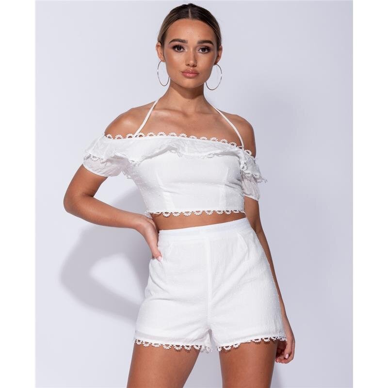 Damen 2-teiliges Club-Outfit Bauchfrei – Top Und Rock Set Aus Polyester/Elasthan, Dehnbar Und Weich