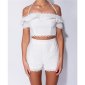 Sexy womens two piece set summer crop top and shorts white