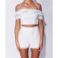 Sexy Damen Zweiteiler Sommer Crop Top und Shorts Weiß
