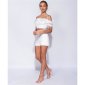 Sexy Damen Zweiteiler Sommer Crop Top und Shorts Weiß