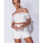 Sexy Damen Zweiteiler Sommer Crop Top und Shorts Weiß