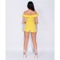 Sexy womens off shoulder playsuit with frills yellow UK 8 (XS)