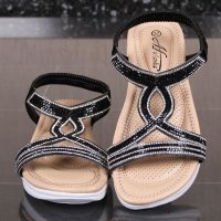 Flat womens strap sandals breathable summer shoes black UK 6,5