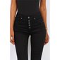 Skinny Damen Stretch Röhrenjeans mit Knopfleiste Schwarz