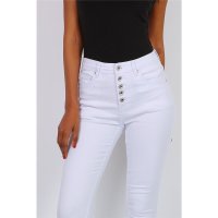 Womens skinny stretch jeans with button fly white