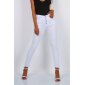 Skinny Damen Stretch Röhrenjeans mit Knopfleiste Weiß