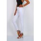 Skinny Damen Stretch Röhrenjeans mit Knopfleiste Weiß