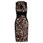 Sleeveless midi sheath dress animal print leopard black-brown