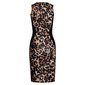 Sleeveless midi sheath dress animal print leopard black-brown