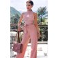 Sleeveless womens jumpsuit with wide leg and lace antique pink UK 14 (L)