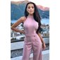 Elegant womens halterneck jumpsuit with wide leg antique pink
