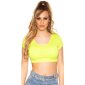 Sexy bauchfreies Damen Kurzarm Shirt Crop Shirt Neon Gelb
