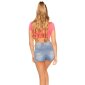 Sexy bauchfreies Damen Kurzarm Shirt Crop Shirt Neon Pink
