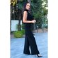 Womens high neck jumpsuit with wide leg black
