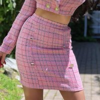 Checked womens miniskirt in bouclé look pink UK 8...