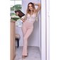 Womens pleat-front cloth trousers with wide leg beige