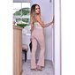 Womens pleat-front cloth trousers with wide leg beige