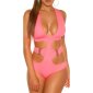Sexy womens halterneck monokini beachwear neon-coral