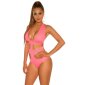 Sexy womens halterneck monokini beachwear neon-coral