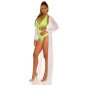 Damen Strand Kimono lang aus Chiffon Strandkleid Weiß