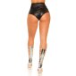 Sexy Damen Gogo Hotpants mit hohem Bund Leder-Optik Schwarz