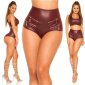 Sexy Damen Gogo Hotpants mit hohem Bund Leder-Optik Bordeaux