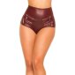 Sexy Damen Gogo Hotpants mit hohem Bund Leder-Optik Bordeaux