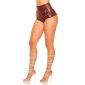 Sexy Damen Gogo Hotpants mit hohem Bund Leder-Optik Bordeaux