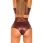 Sexy Damen Gogo Hotpants mit hohem Bund Leder-Optik Bordeaux
