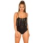 Sexy womens wet look bodysuit with flounce clubwear black