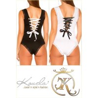 Sexy Damen Body-Top mit Schnürung am Rücken Weiß