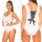 Sexy Damen Body-Top mit Schnürung am Rücken Weiß