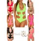 Sexy Damen Neckholder Monokini Beachwear Neon Coral 40 (L)