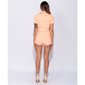 Womens short jeans jumpsuit playsuit with belt neon-orange