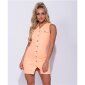 Ärmelloses Damen Jeans Minikleid mit Knopfleiste Neon Orange